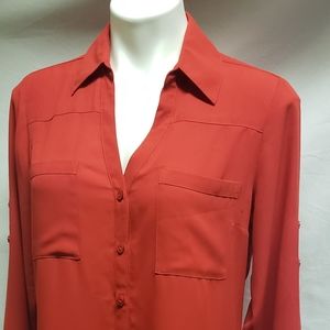 Womens long sleeve button-up blouse
